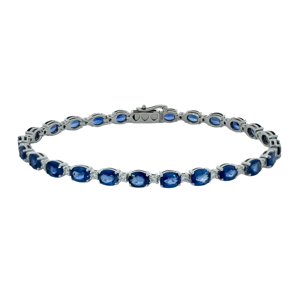 Oval Sapphire White Diamond Bracelet