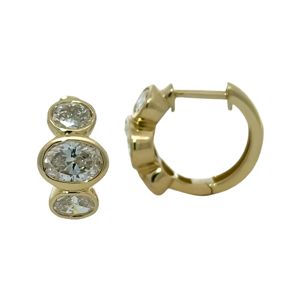 Lab diamond huggie oval hoops