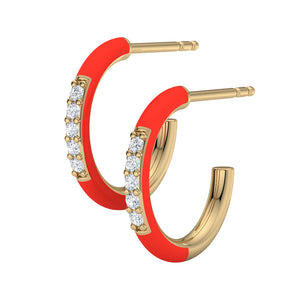 Rosso Enamel Hoop Earring