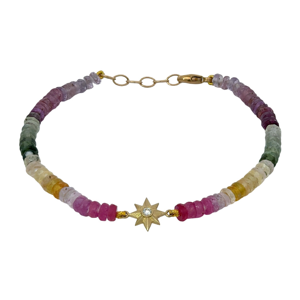 Rainbow Bracelet with Gold Star Charm