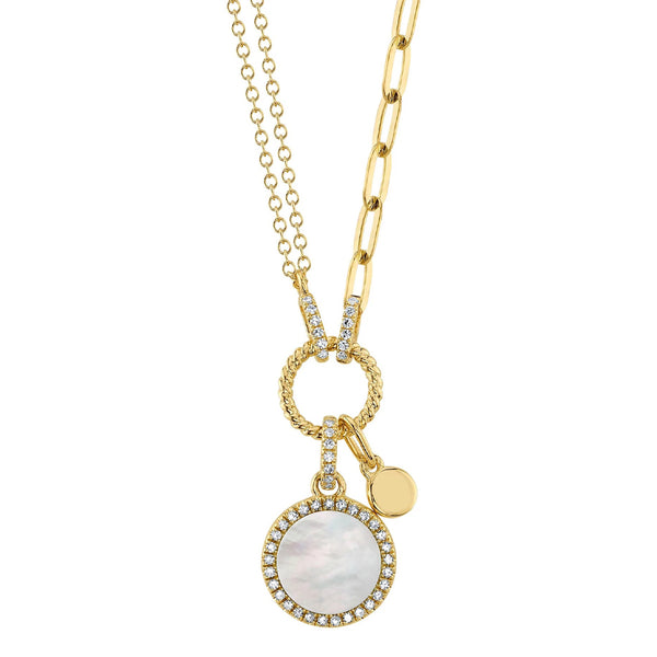 Mother-of-Pearl Double Chain Disc Necklace