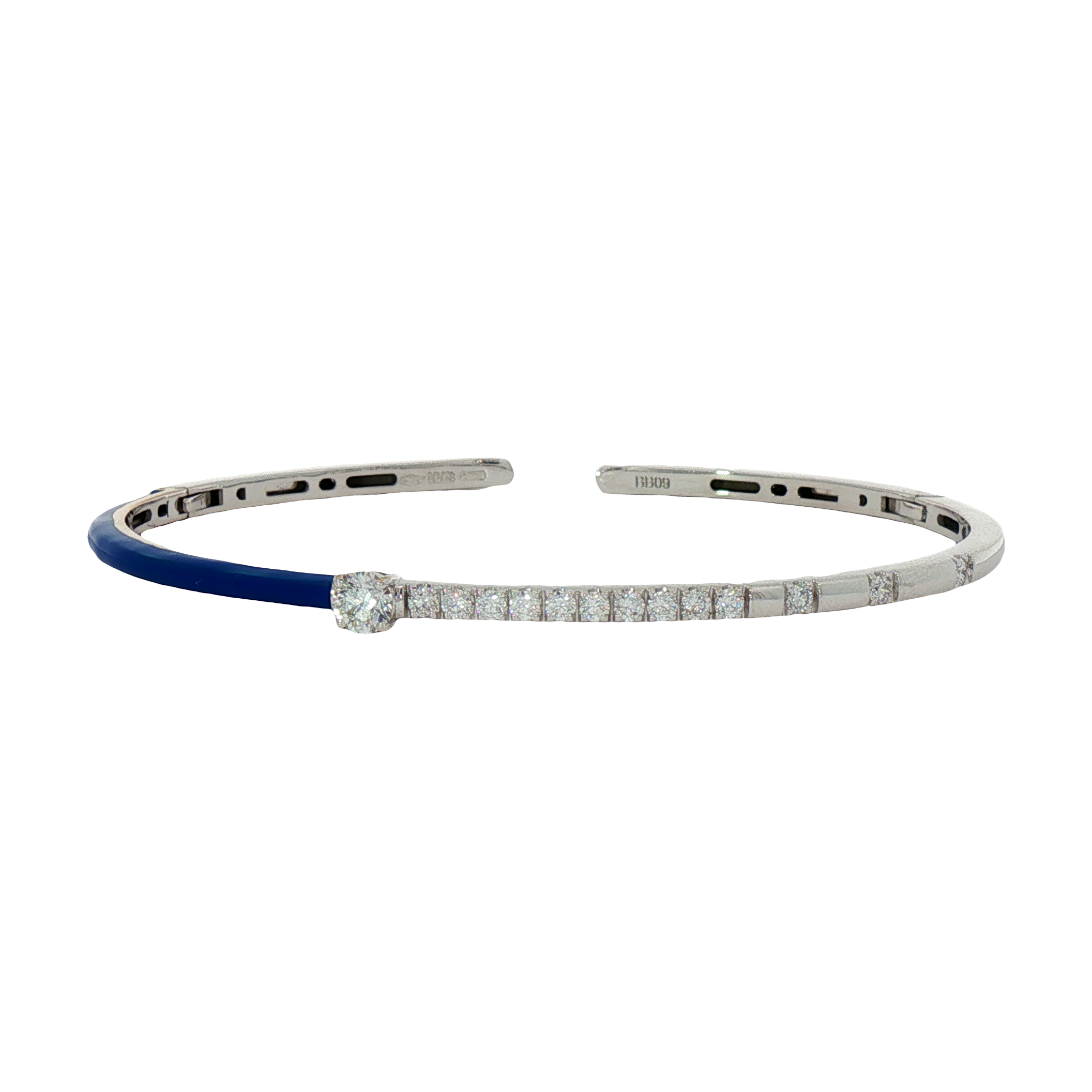 Orange Enamel and Round Diamond Bracelet