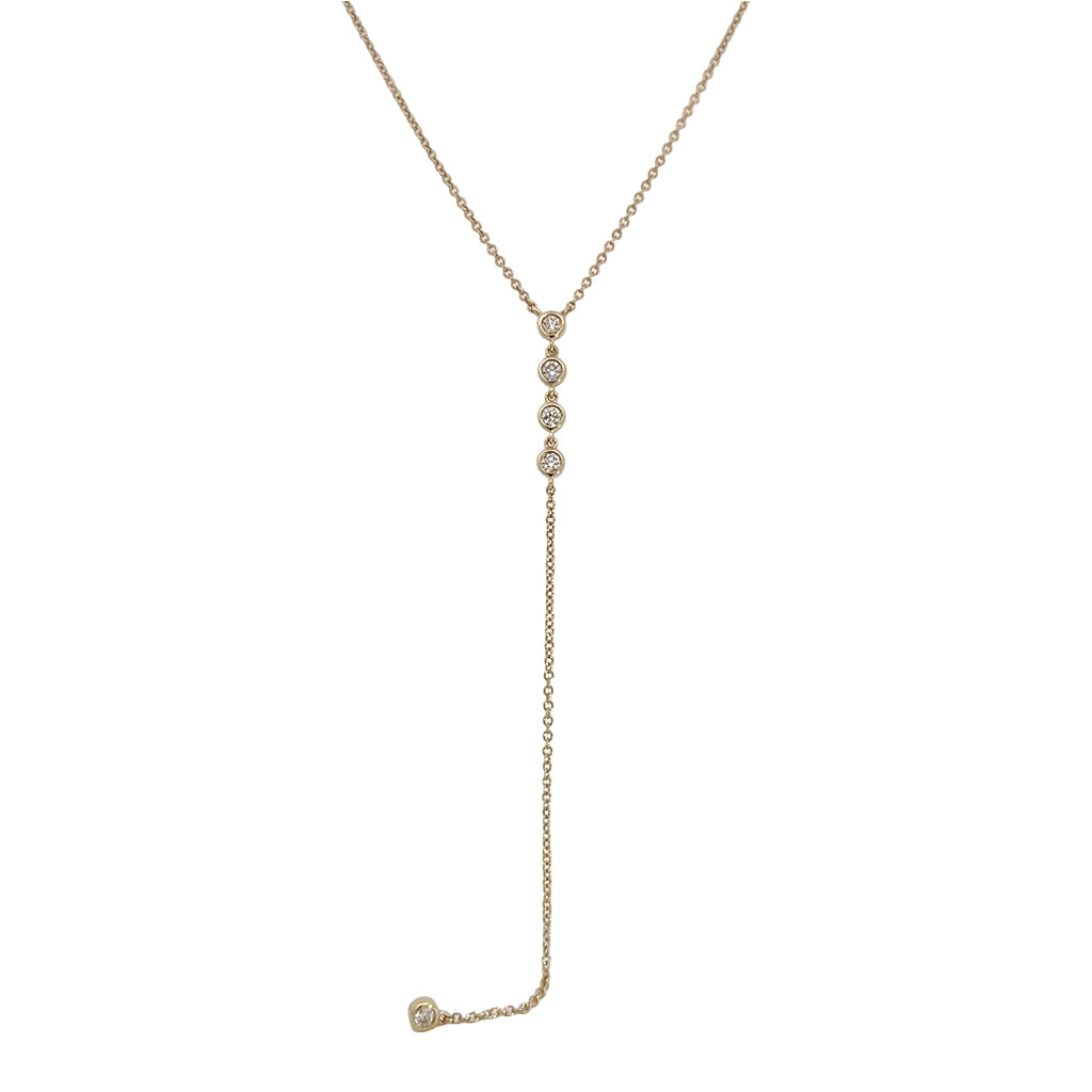 Bezel Diamond Lariat Necklace