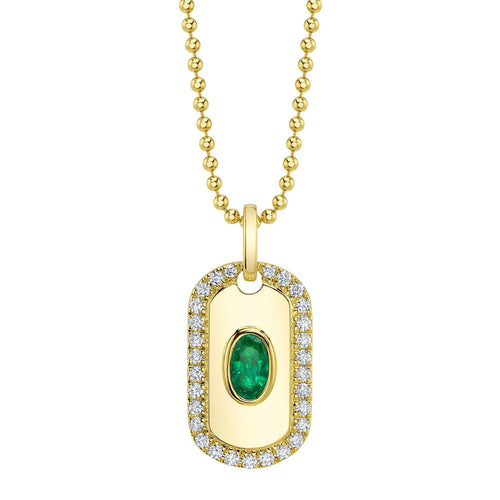 Emerald Dog Tag Necklace