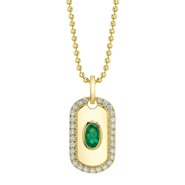 Emerald Dog Tag Necklace