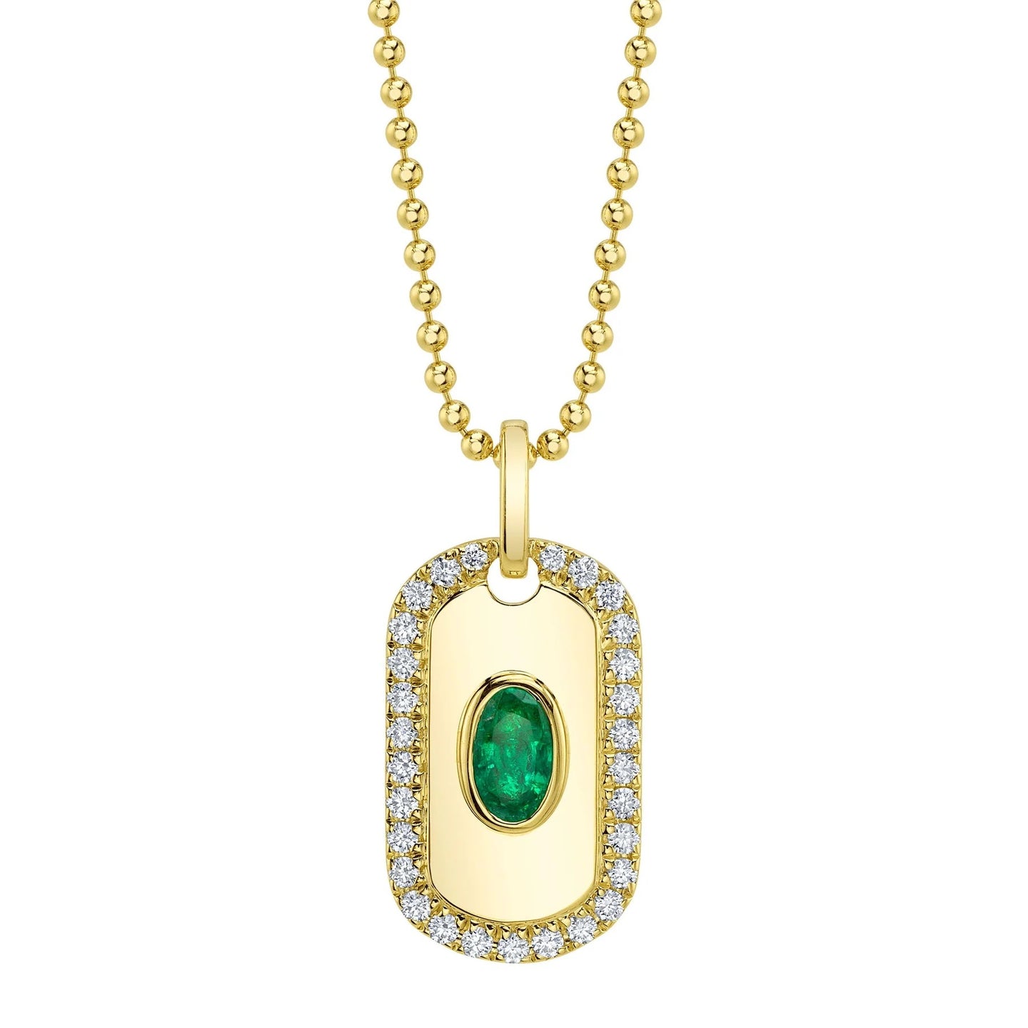 Emerald Dog Tag Necklace