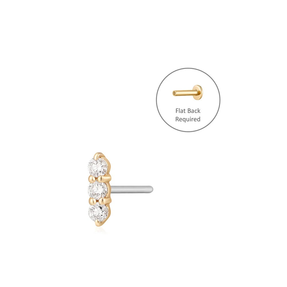 Triple Diamond Stud Earring