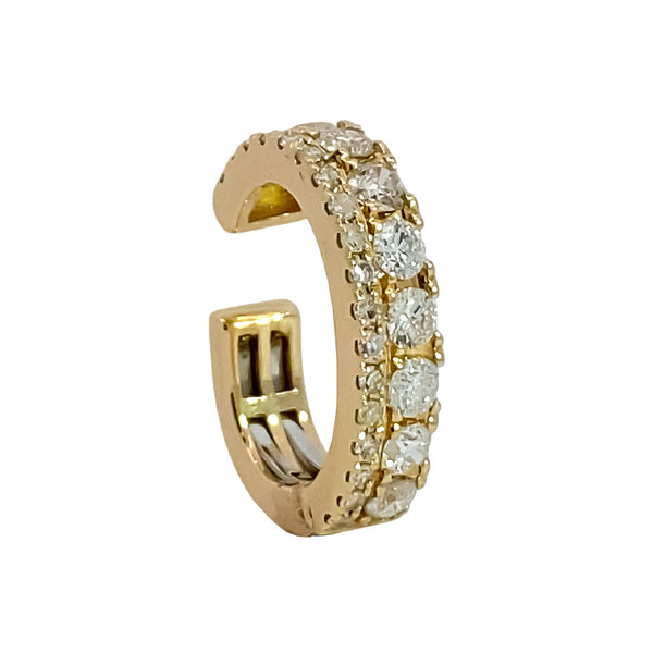 Diamond Double Row Single Cuff Earring
