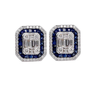 Diamond and Sapphire Stud Earrings