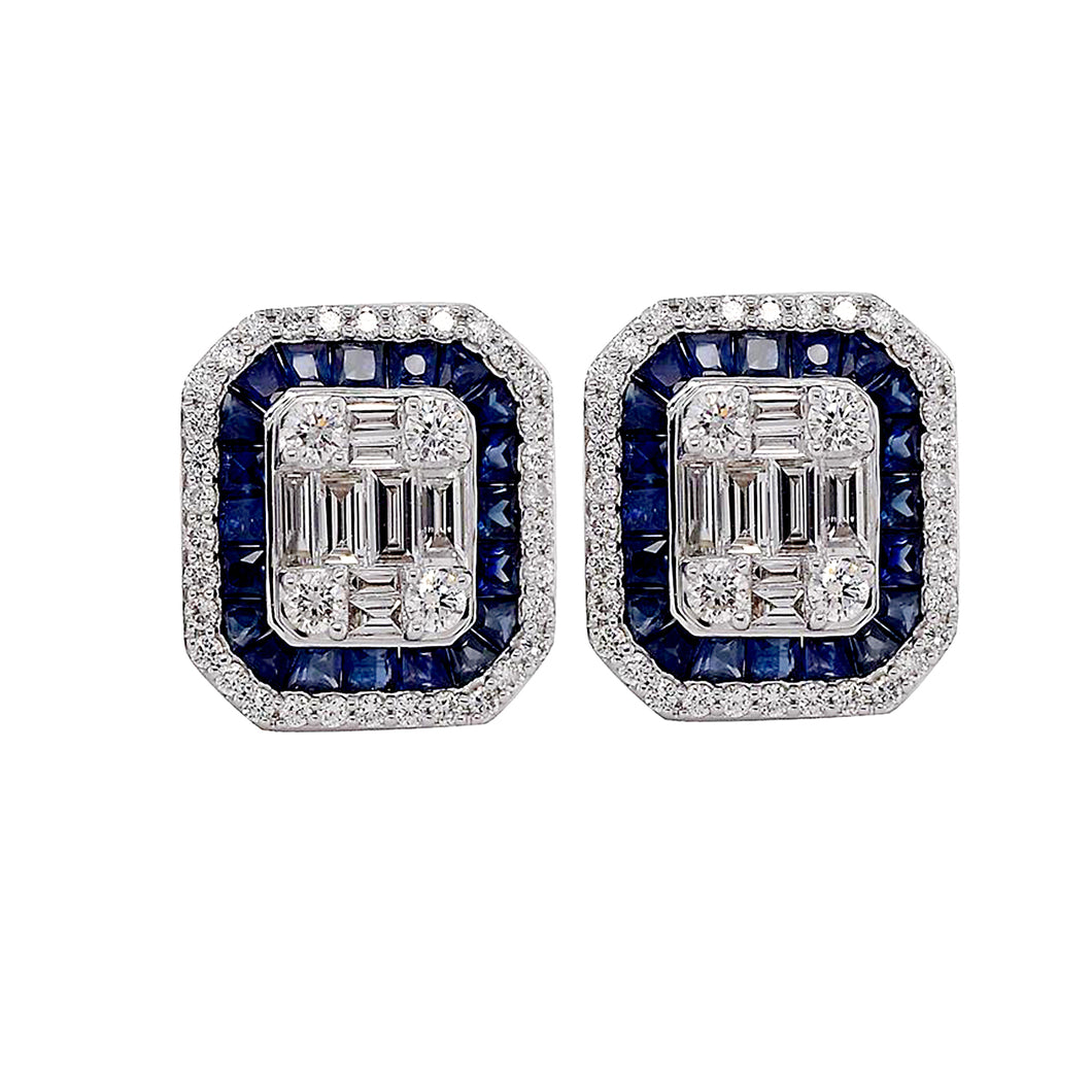 Diamond and Sapphire Stud Earrings