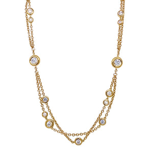 Double Strand Bezel Diamond Necklace