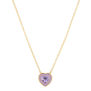Rose de France and Light Purple and Heart Necklace