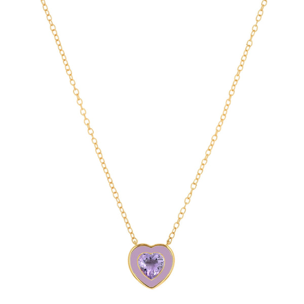 Rose de France and Light Purple and Heart Necklace