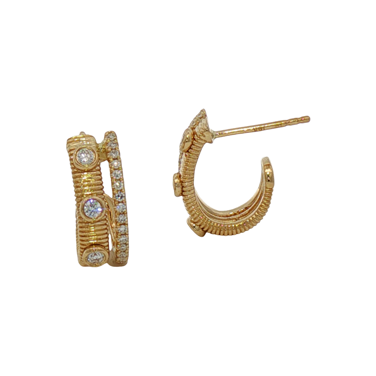 Double Row J-Hoop Earring