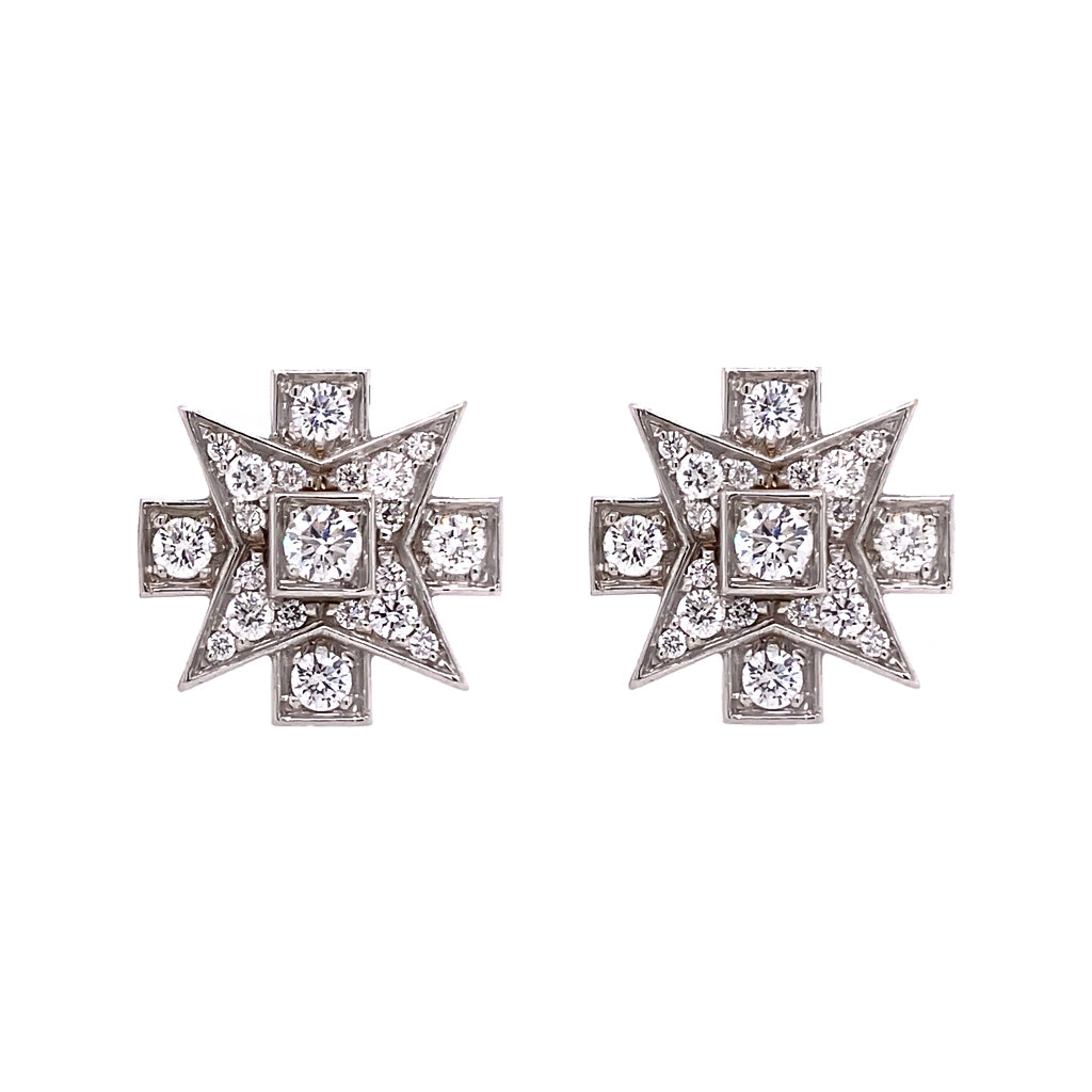 'Maltese' Diamond Stud Earrings