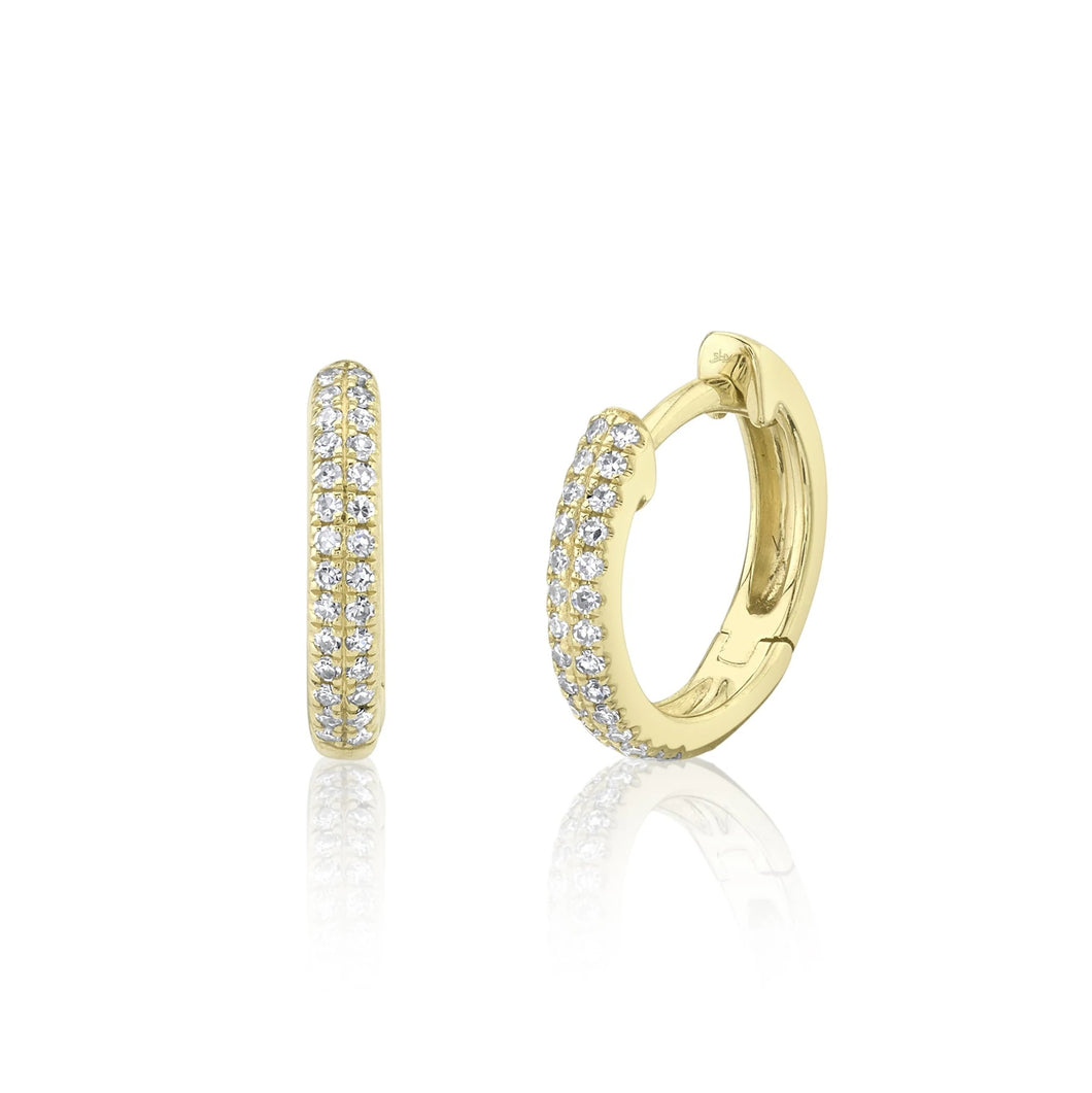 Double Row Diamond Huggie Earrings