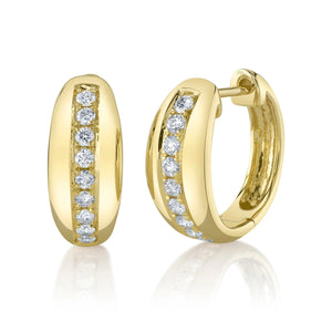 Tapered Diamond Huggie Earrings