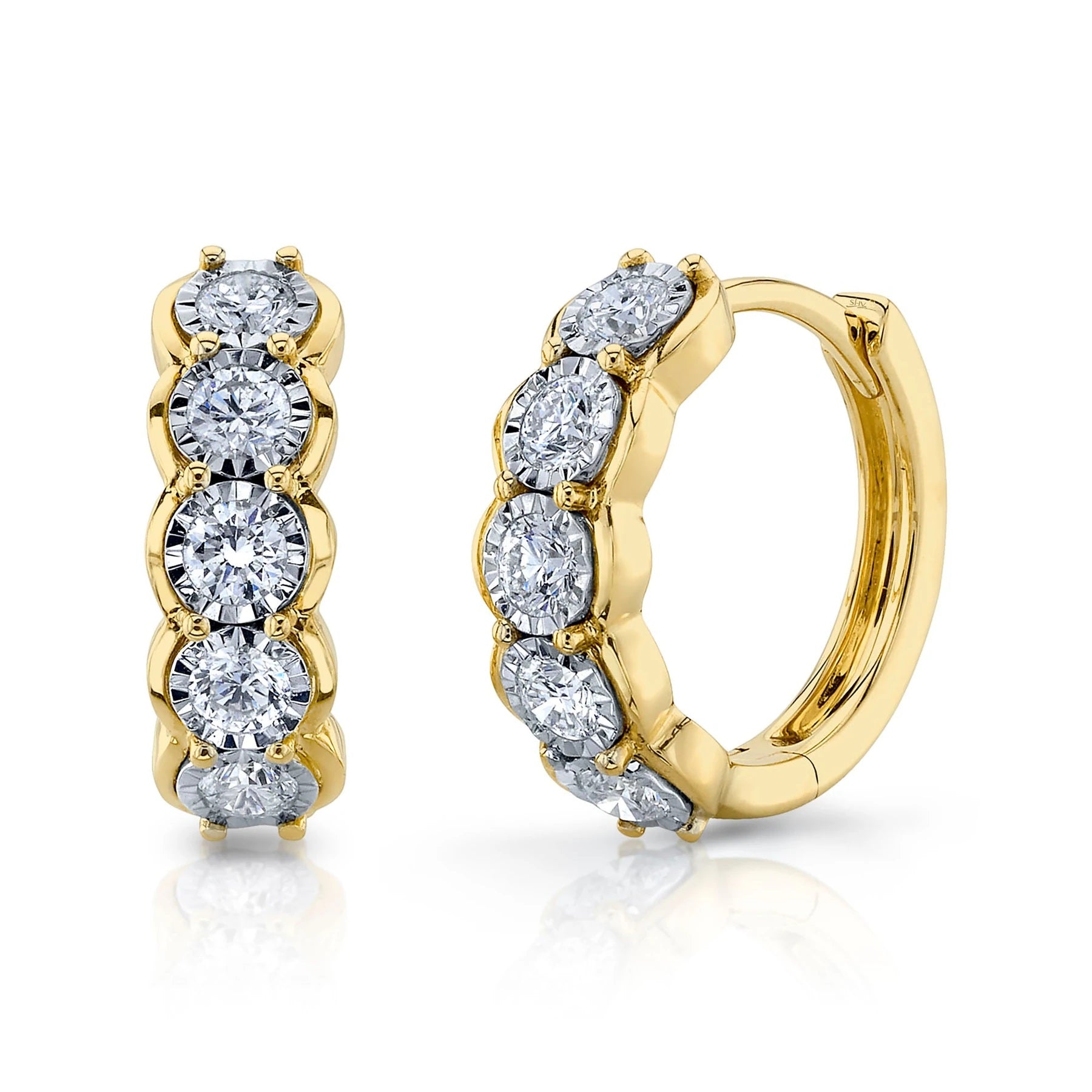 Illusion Diamond Huggie Earrings