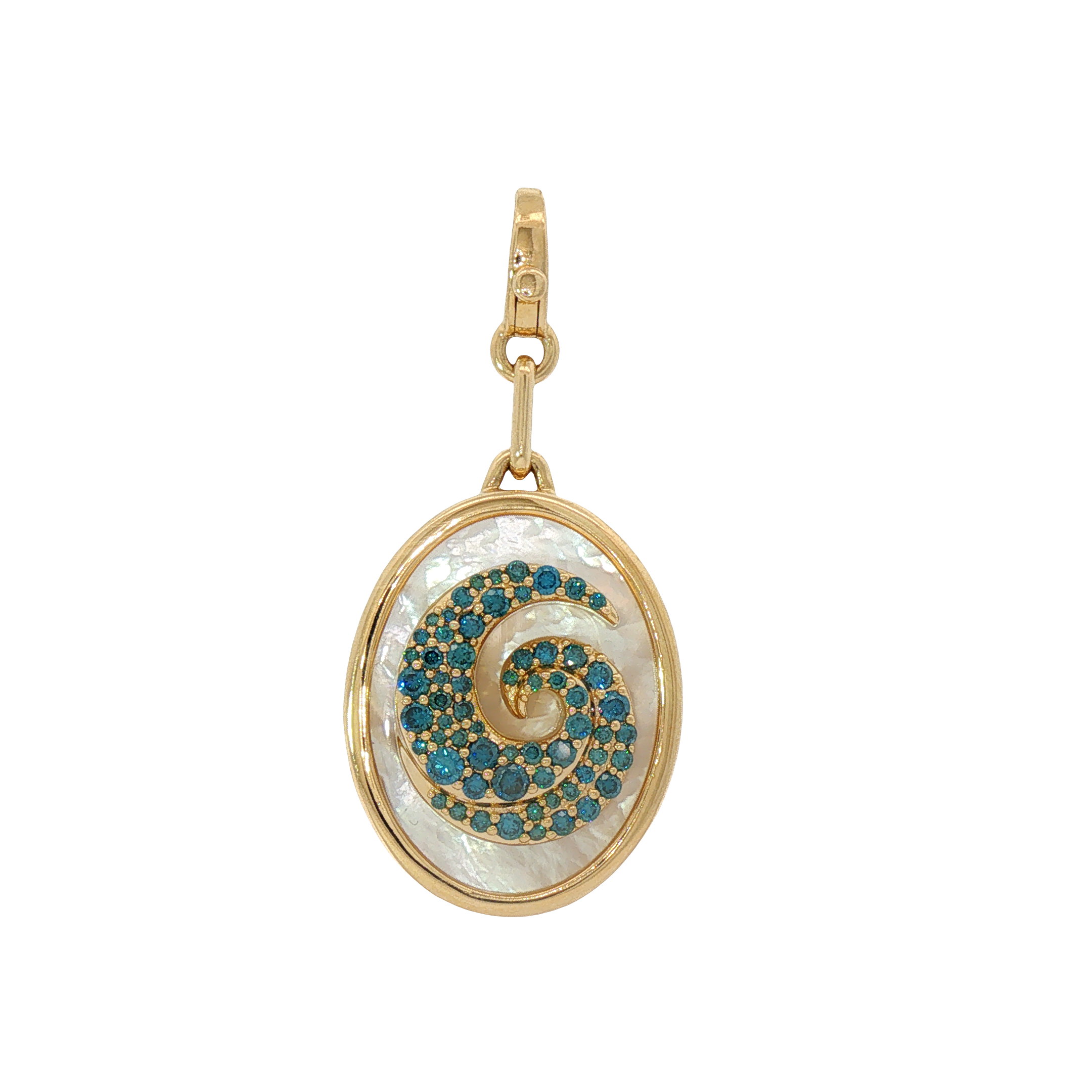 Mother of Pearl and Blue Diamond Charm