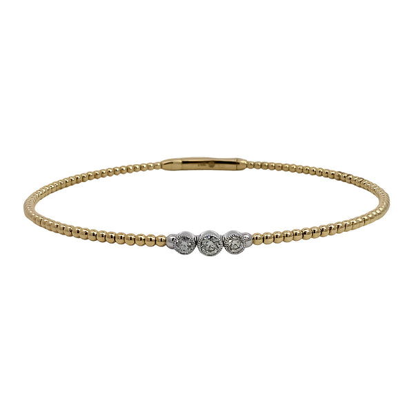 Three Diamond Flexible Gold Bracelet