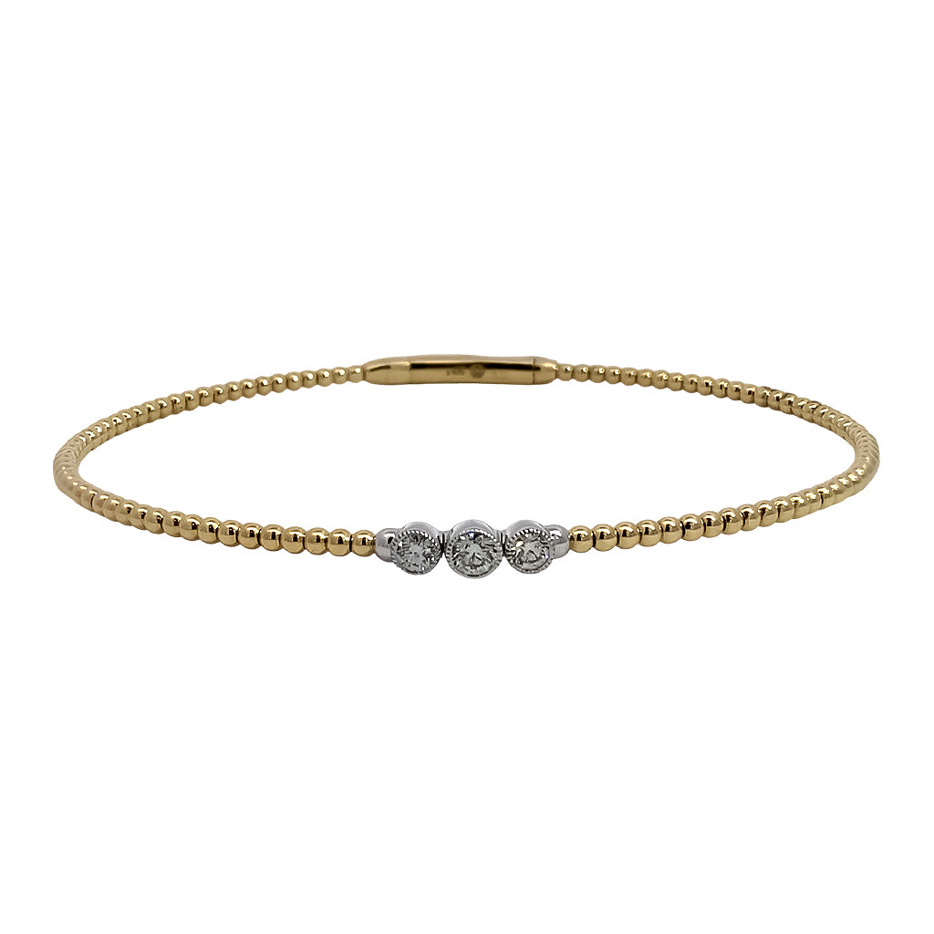 Three Diamond Flexible Gold Bracelet