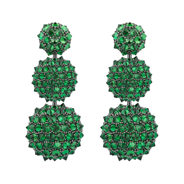 Tsavorite 'G-One' Three Tier Earrings