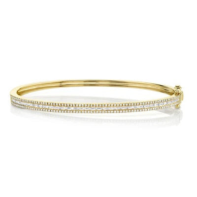 Three Row Diamond Hinged Bangle