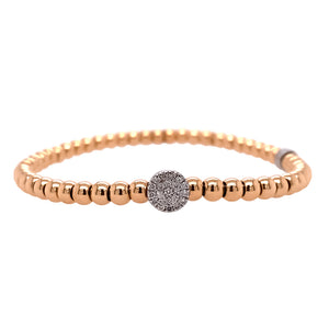 Gold Bead and Diamond Disc Stretch Bracelet