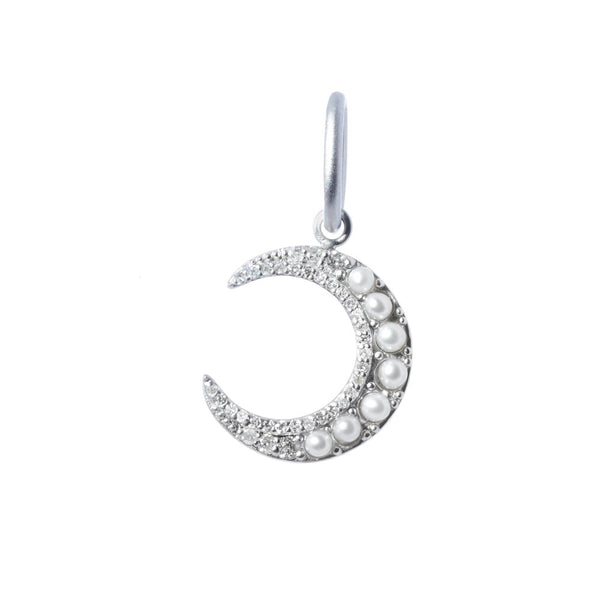 Sterling Silver and Diamond Crescent Moon Charm