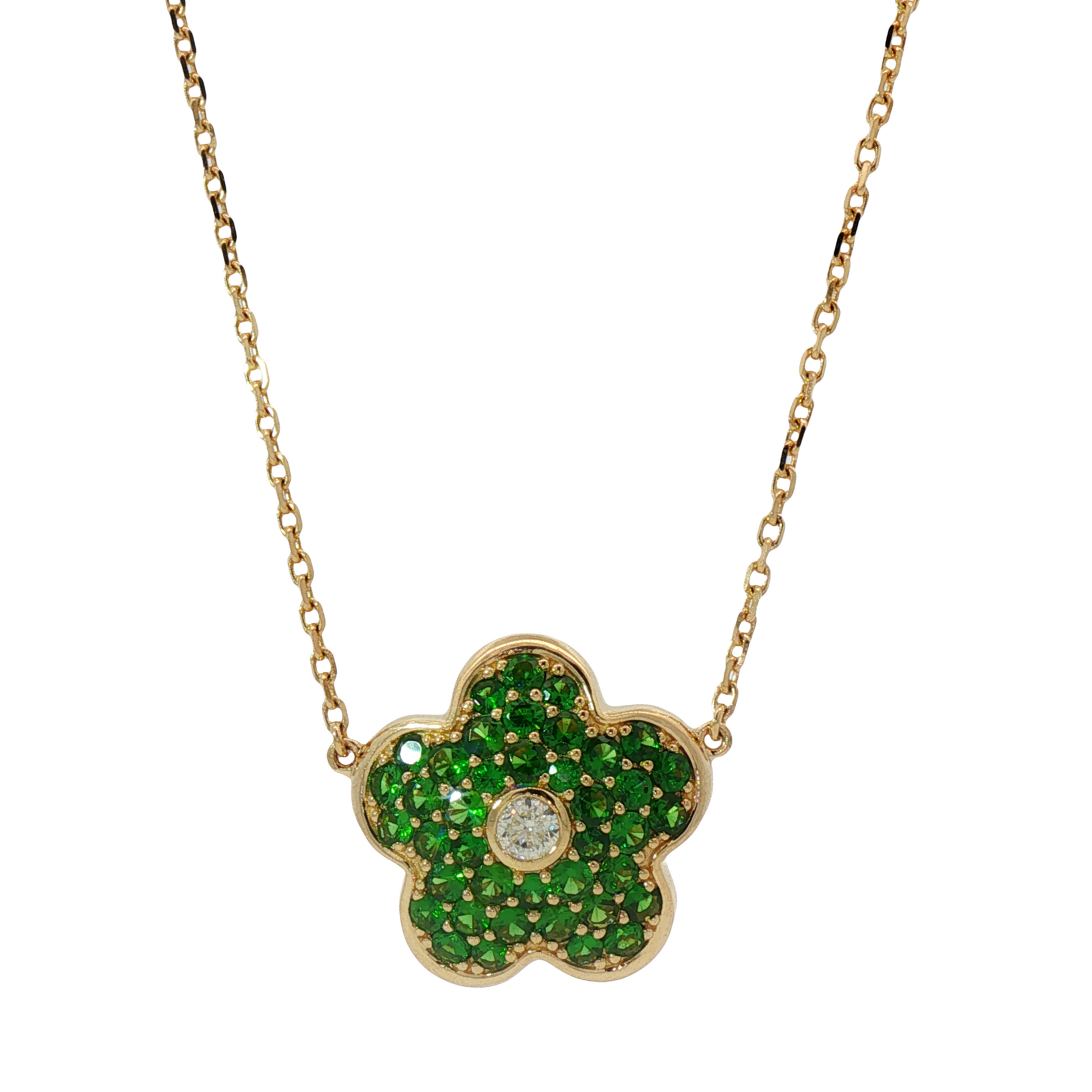 Tsavorite Flower Necklace