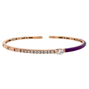 Purple Enamel and Marquise Diamond Bracelet