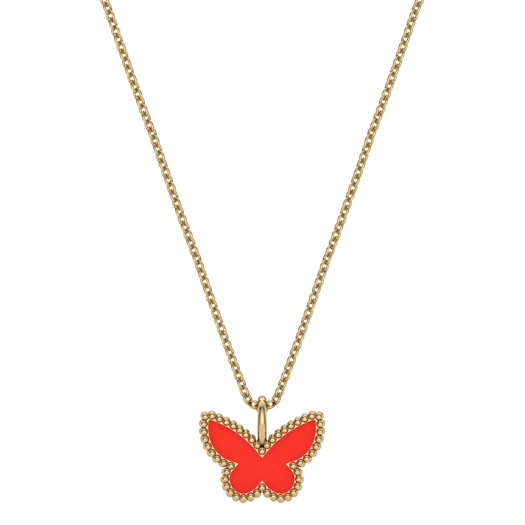 Two Sided Enamel Butterfly Necklace