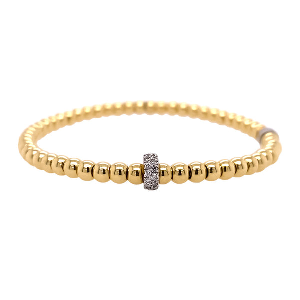 Gold Bead and Diamond Rondel Bracelet