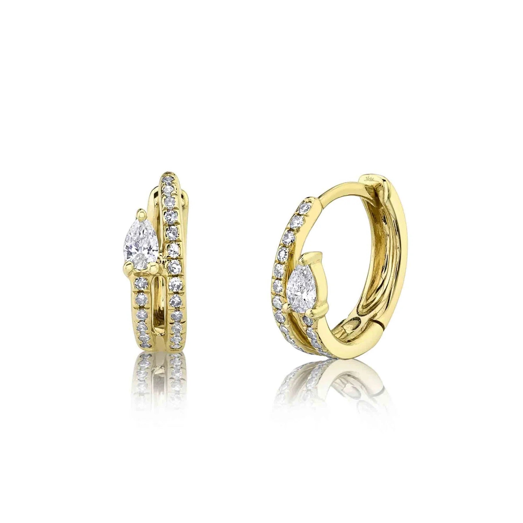 Pear Accent Huggie Earrings
