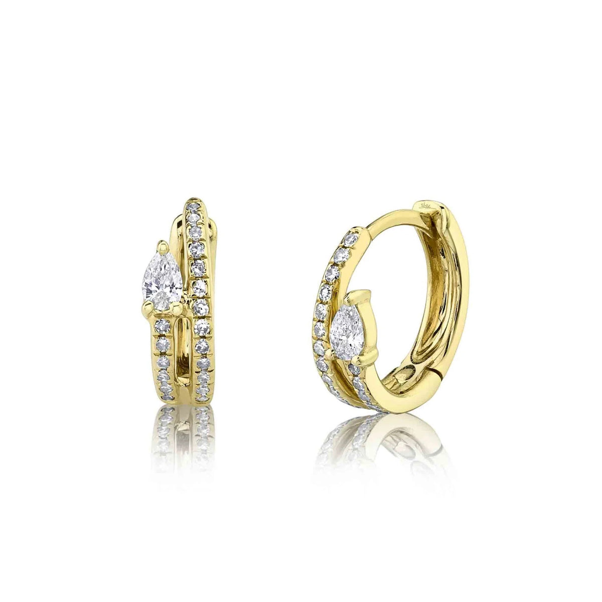 Pear Accent Huggie Earrings