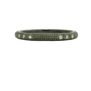 Textured Sterling Silver and Diamond Band