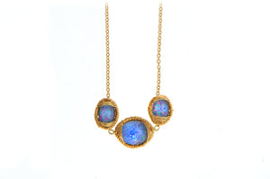 Three Stone Opal Necklace