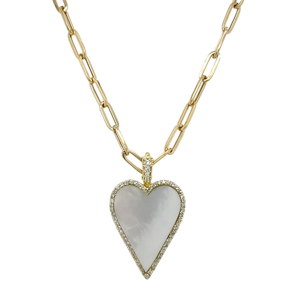 Mother-of-Pearl Heart Charm Necklace