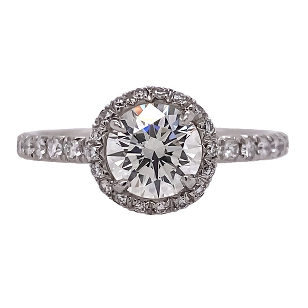 Platinum Halo Round Brilliant Cut Diamond Ring