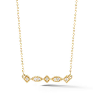 'Chelsea' Diamond and Milgrain Bar Necklace