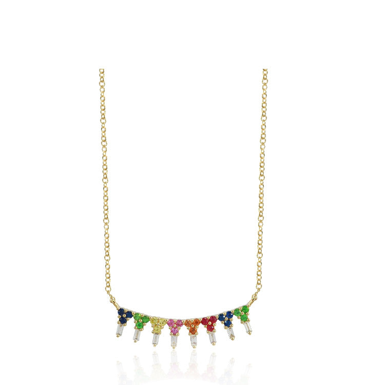 Rainbow Sapphire & Diamond Necklace
