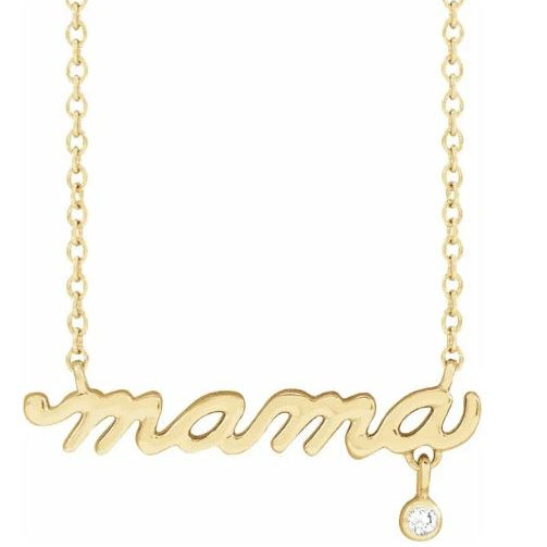 Mama Necklace with Diamond Drop
