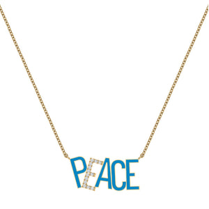Neon Blue Peace Necklace