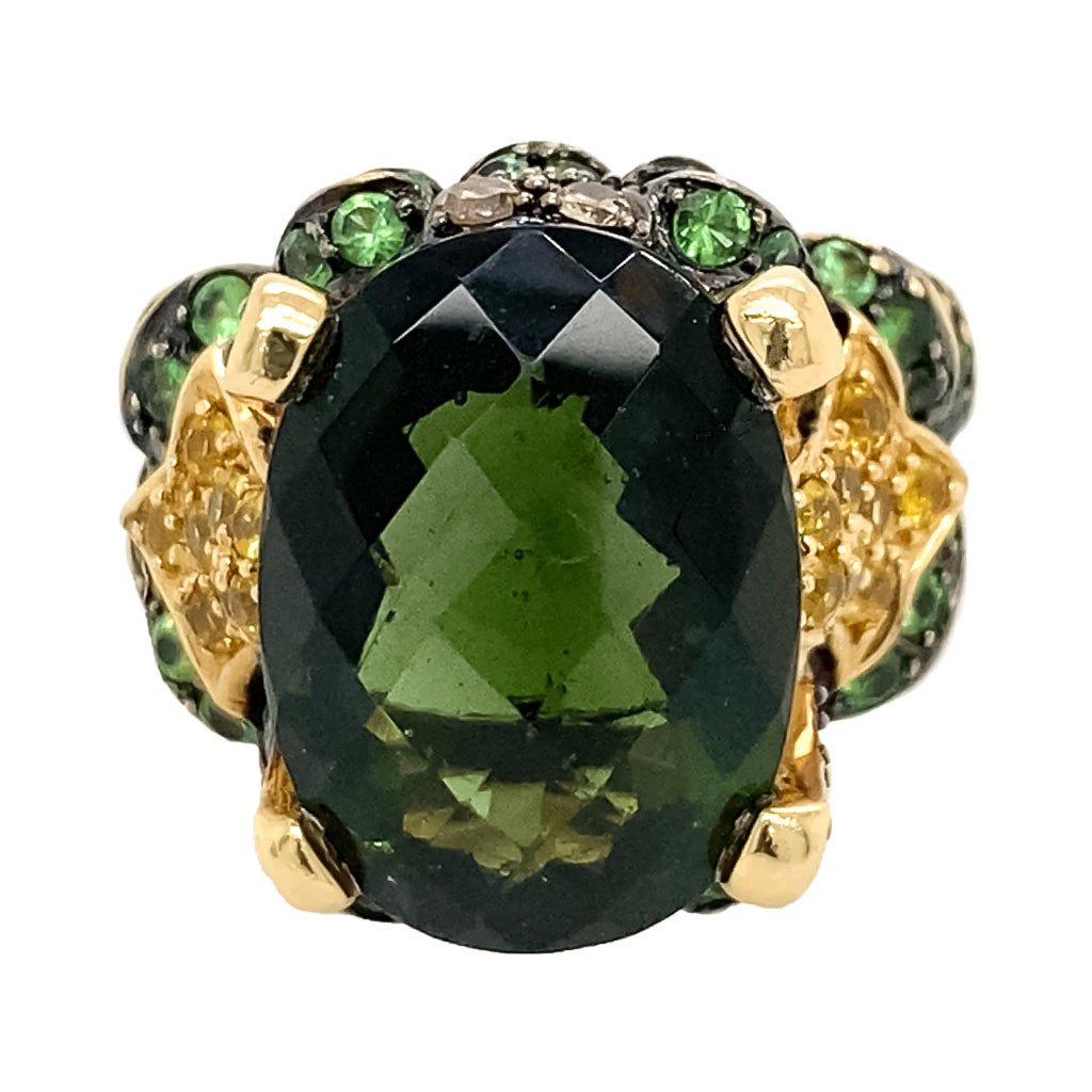 Moldavite Cocktail Ring