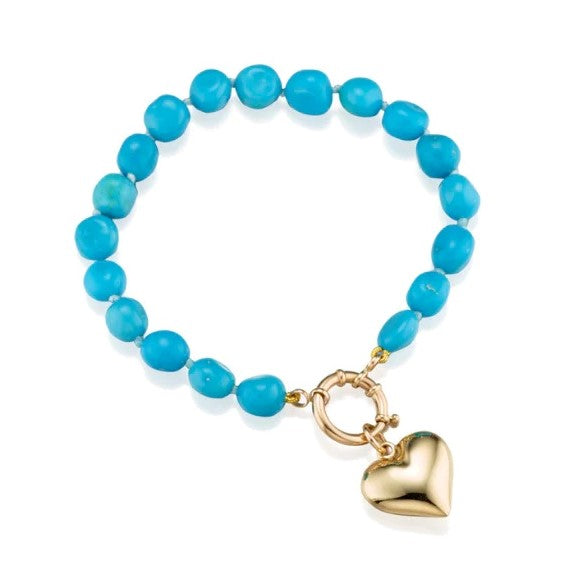 Turquoise Beaded Bracelet with Charm Clasp