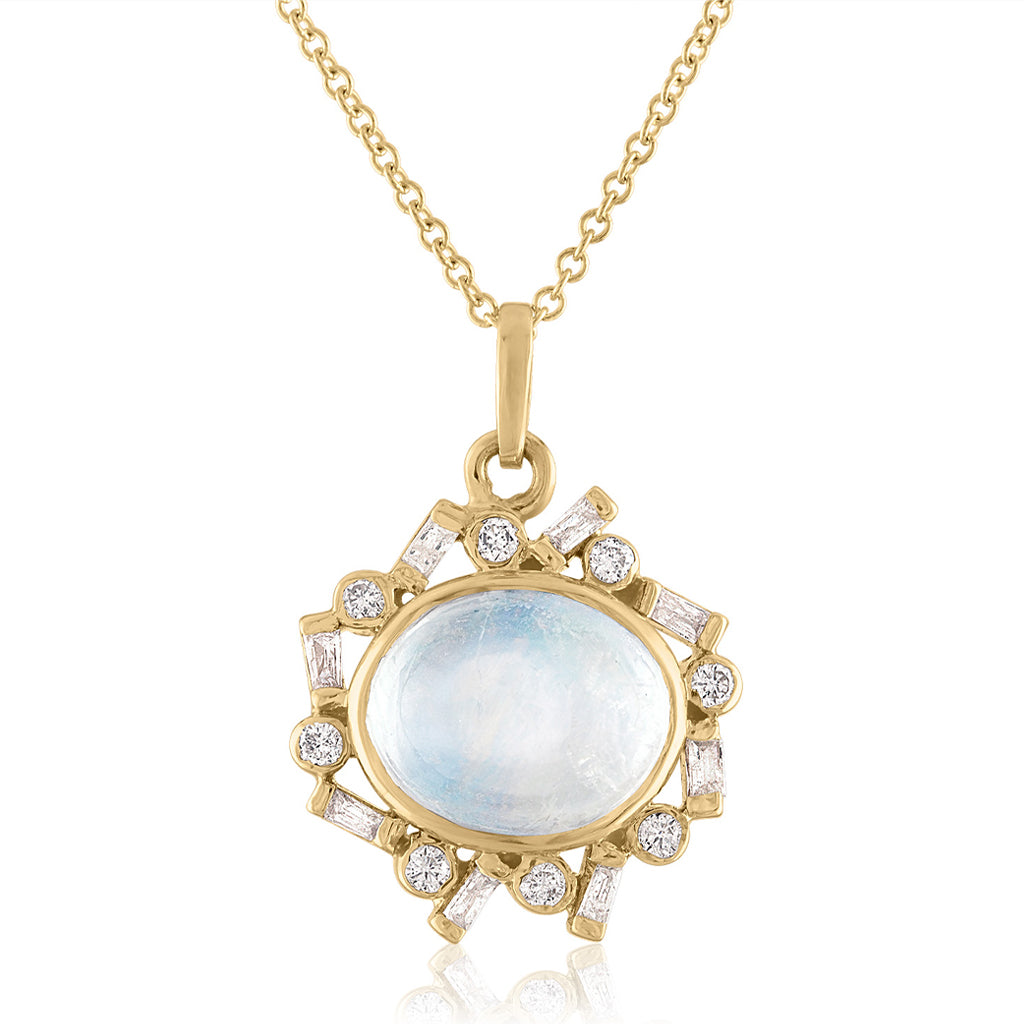 Moonstone and Diamond Necklace