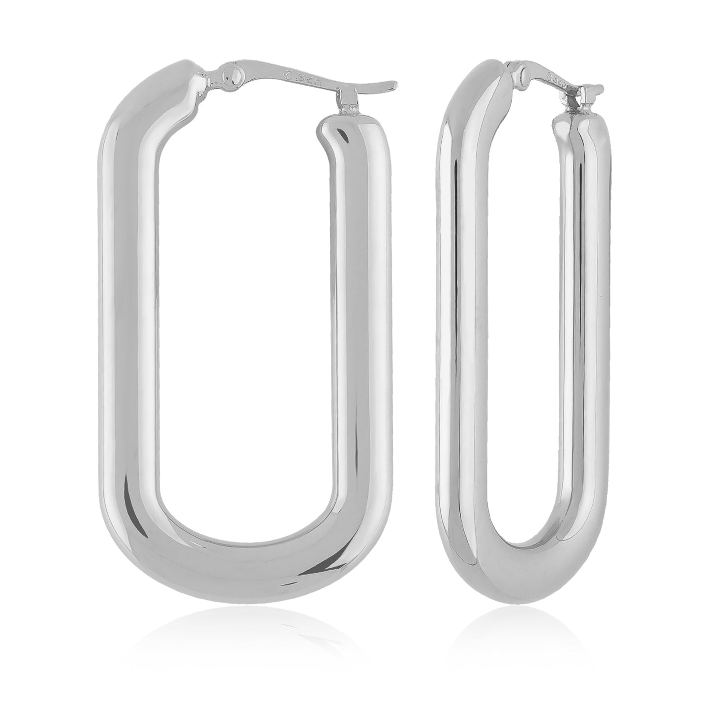 Silver Oval Hoop Earring