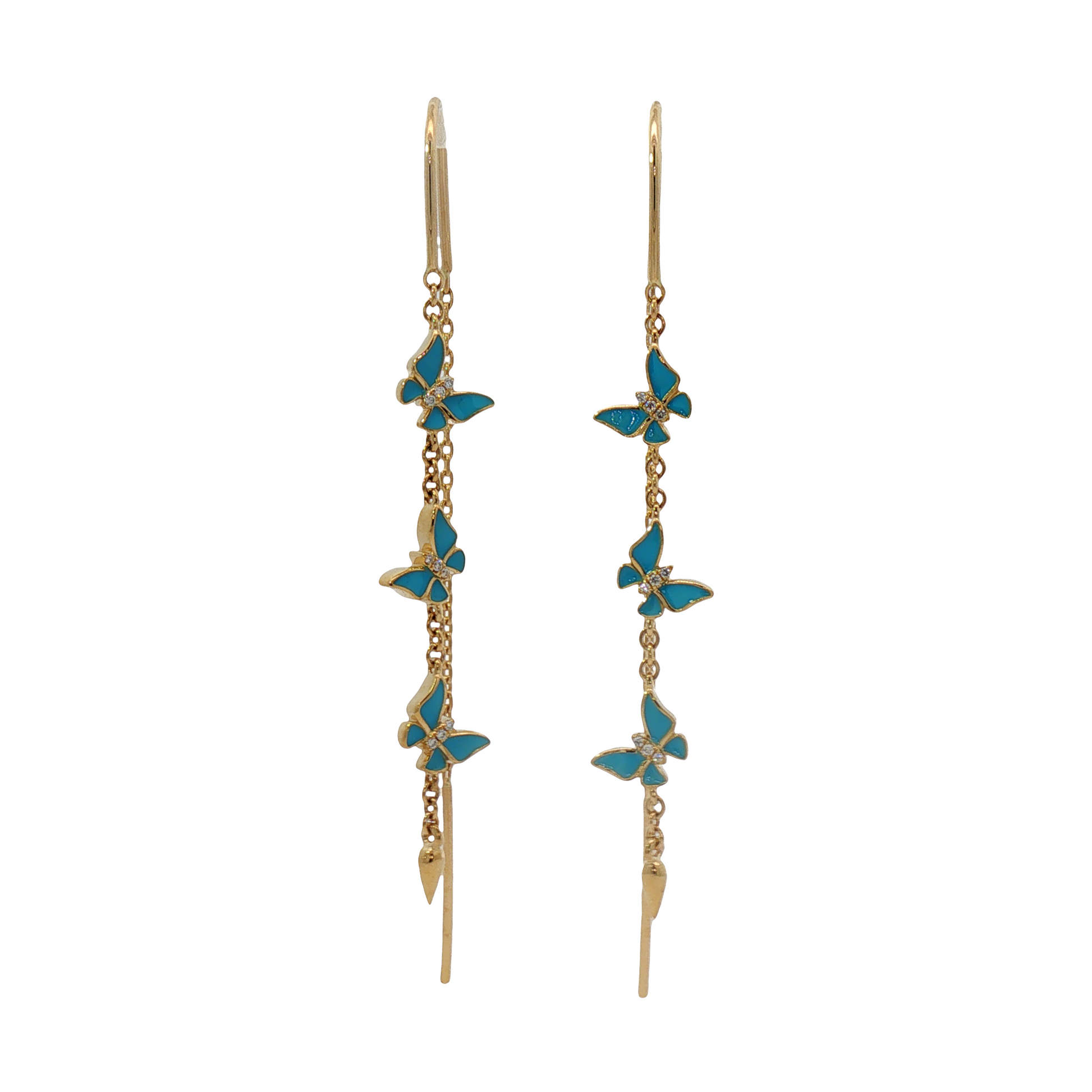 Enamel Butterfly Colored Stone Earring