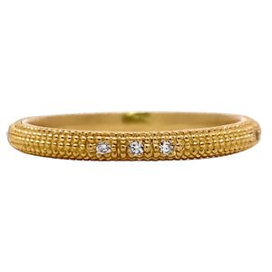 Textured Gold and Diamond Stacking Ring