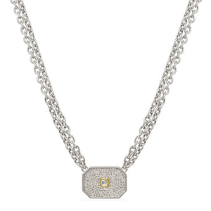 'Athena' Chamfered Rectangle Pendant Necklace